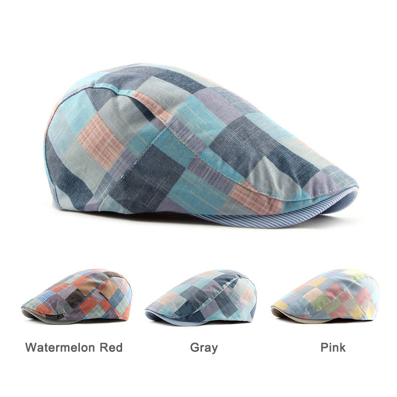 checkered cotton cap with short brim - MRSLM