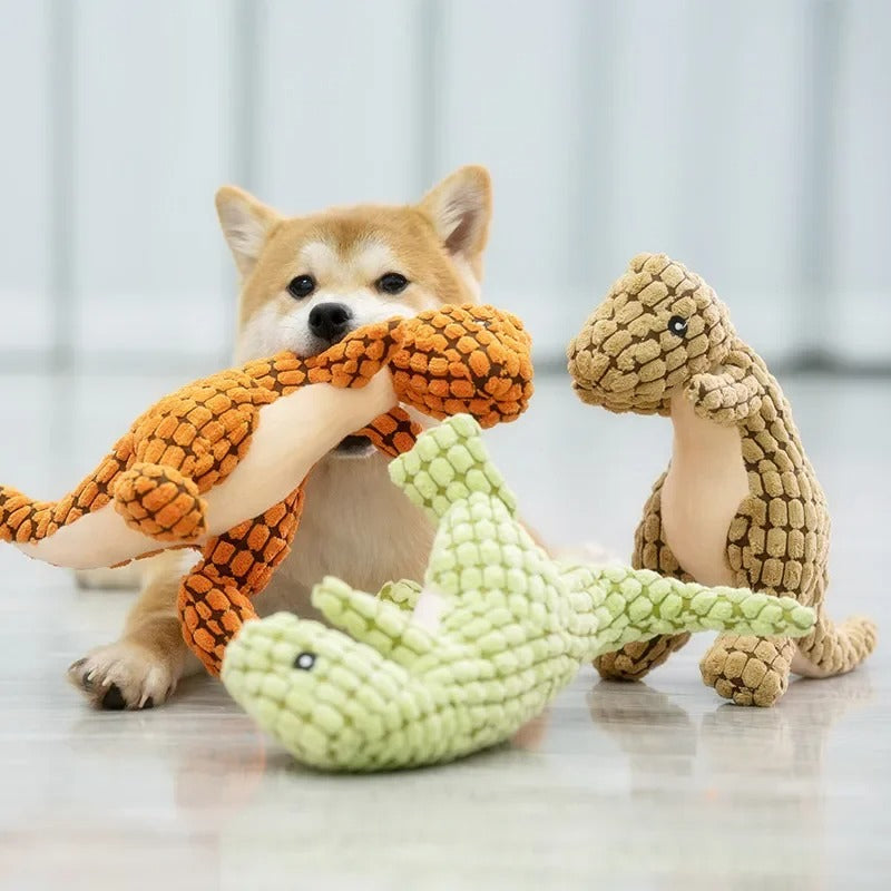 dinosaur plush chew toy for dogs, view 5 - MRSLM