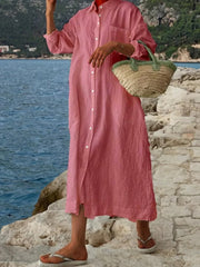 loose long sleeve shirt dress, view 4 - MRSLM