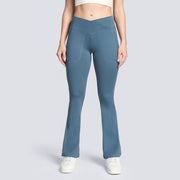high-stretch cross-waist flared yoga pants, view 4 - MRSLM