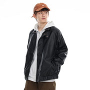 Loose lapel PU leather jacket, view 2 - MRSLM