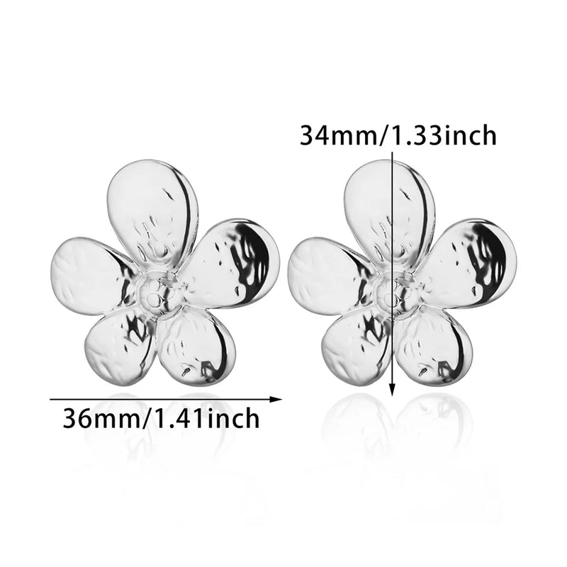floral stainless steel stud earrings, view 8 - MRSLM