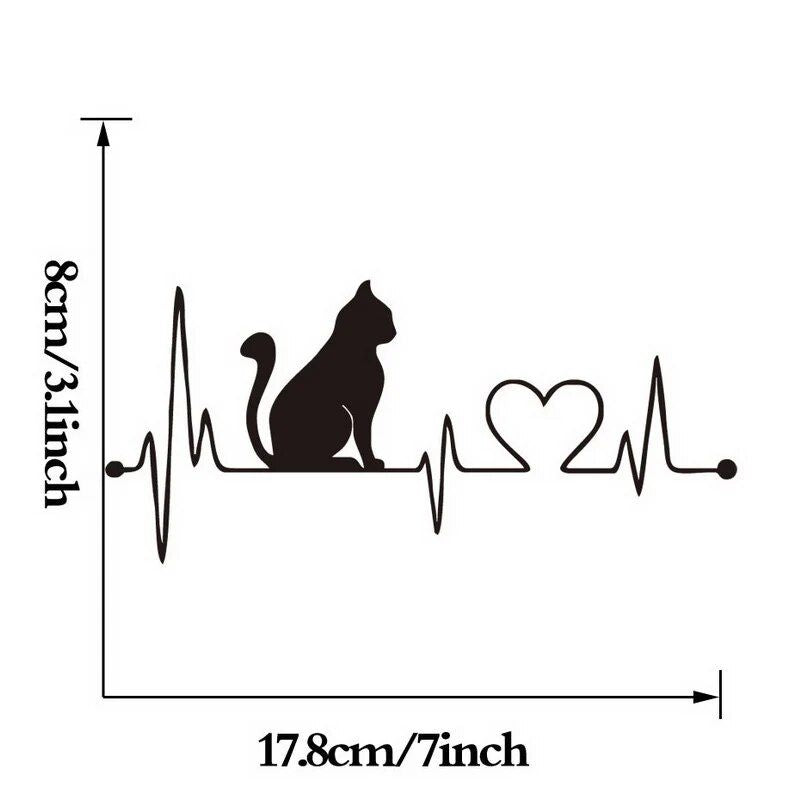 cat electrocardiogram car decal, view 4 - MRSLM