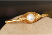 baroque pearl wire wound open bracelet, view 5 - MRSLM