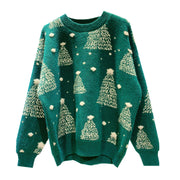 Women's Christmas tree jacquard sweater, view 9 - MRSLM