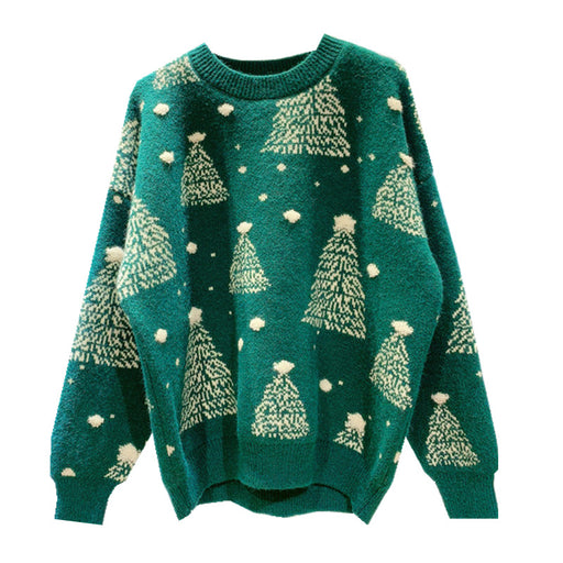 Women's Christmas tree jacquard sweater, view 9 - MRSLM