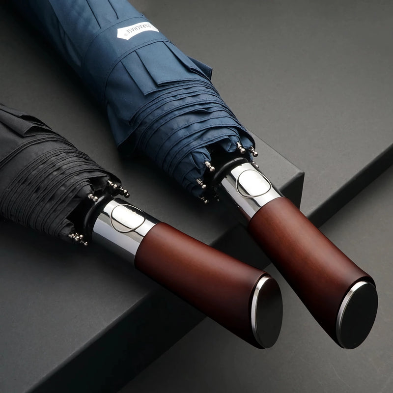 automatic folding umbrella with wooden handle - MRSLM