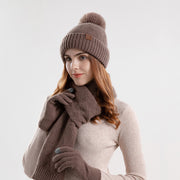 winter knitted hat scarf and gloves set, view 4 - MRSLM