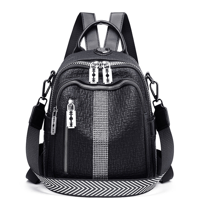 Large capacity PU leather shoulder bag with diamonds, view 2 - MRSLM