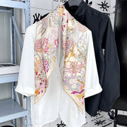printed square silk scarf for women, view 4 - MRSLM