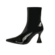 Women's pointed toe patent ankle boots, view 2 - MRSLM