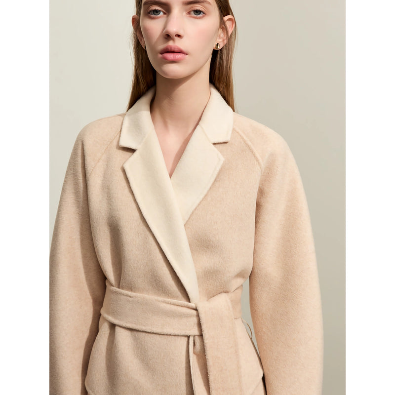women's wool blend lapel coat, view 9 - MRSLM