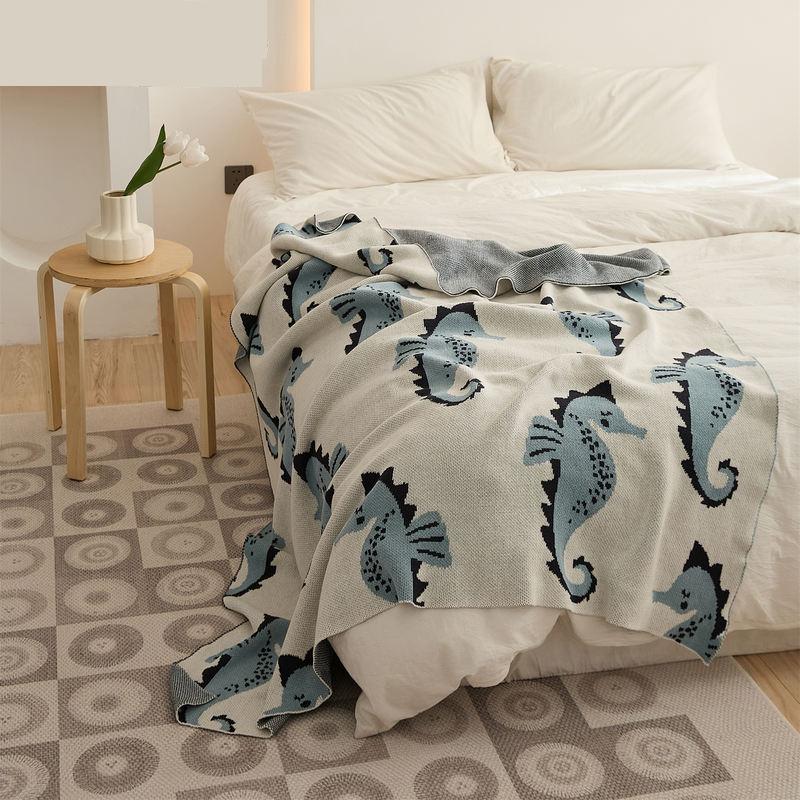 cute sea horse cotton blanket - MRSLM