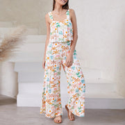 paisley wide leg jumpsuit set, view 6 - MRSLM