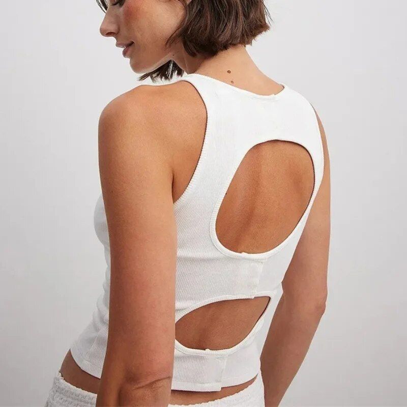 ribbed knit crop top, view 4 - MRSLM
