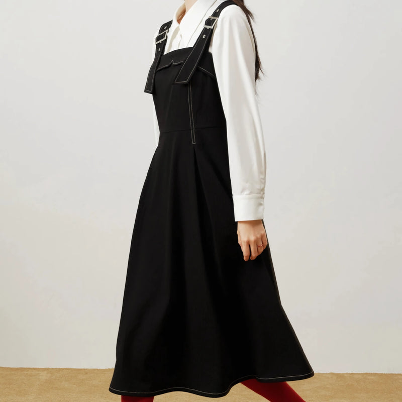 black fit-and-flare split dress - MRSLM