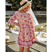 bohemian v-neck mini dress, view 11 - MRSLM