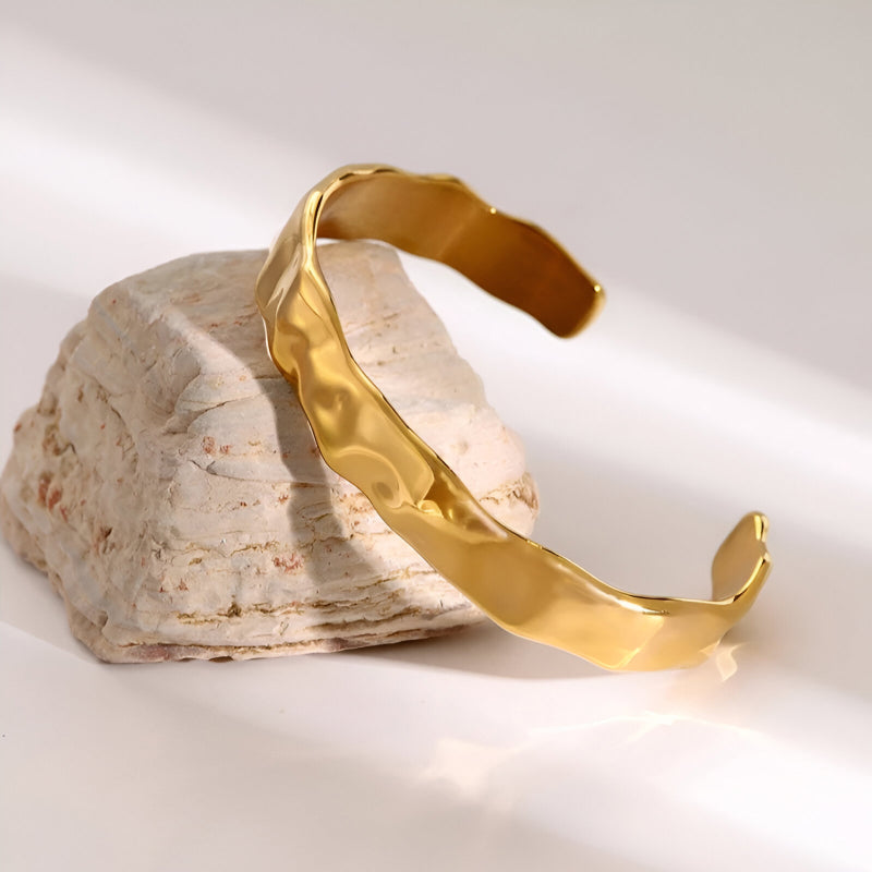 waterproof wide cuff bracelet, 18K PVD gold, view 3 - MRSLM