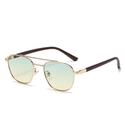 Vintage oval wood-look sunglasses, view 2 - MRSLM