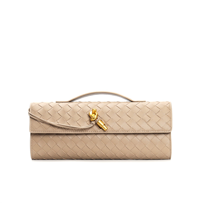 woven leather crossbody clutch bag, view 20 - MRSLM