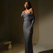 strapless sparkle maxi dress, view 2 - MRSLM
