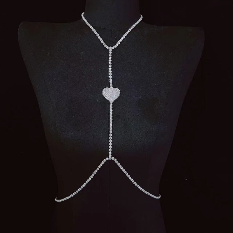 rhinestone chest sling necklace for women, view 5 - MRSLM