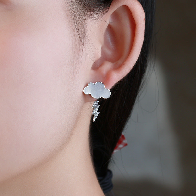 sterling silver shell cloud stud earrings - MRSLM