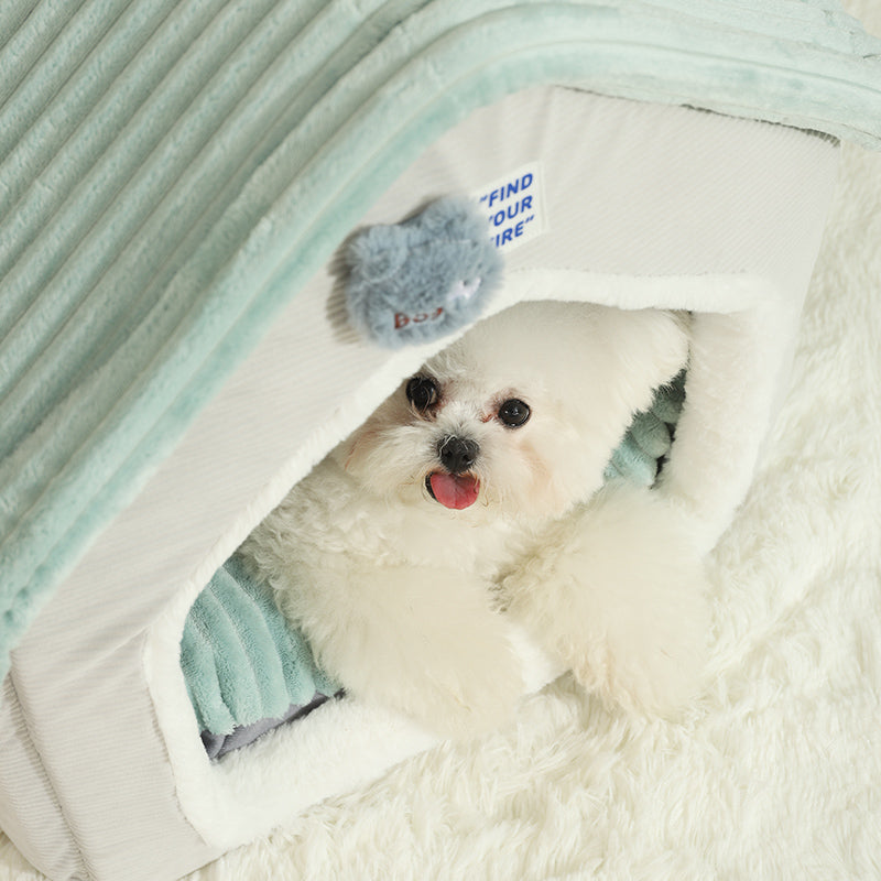 foldable pet house with sleep mat, view 6 - MRSLM