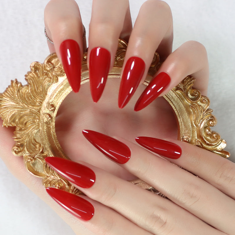 red stiletto press on nails, view 6 - MRSLM