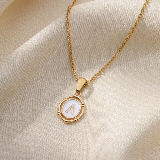 golden drip oil letter pendant necklace - MRSLM