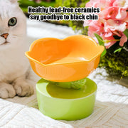flower-shaped ceramic cat bowl, view 8 - MRSLM
