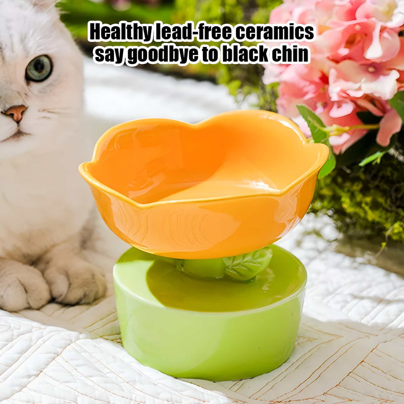 flower-shaped ceramic cat bowl, view 8 - MRSLM