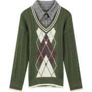 retro rhombus pullover sweater, view 2 - MRSLM