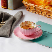 bone china pumpkin coffee cup and saucer, view 2 - MRSLM