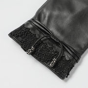 women's sheepskin warm cycling gloves, view 5 - MRSLM