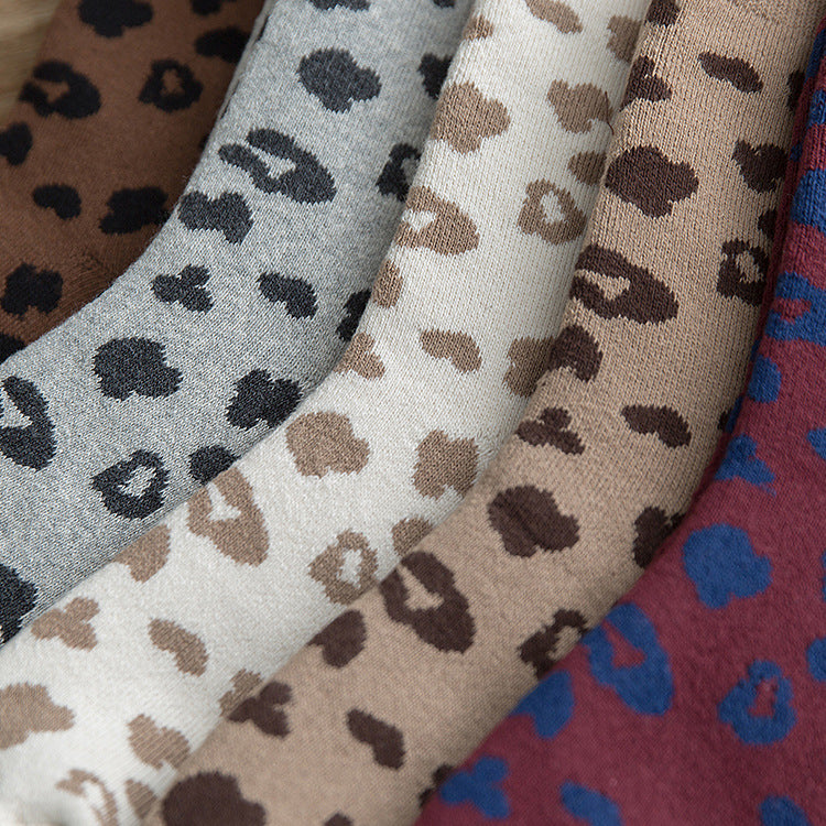 leopard print cotton terry tube socks, view 10 - MRSLM