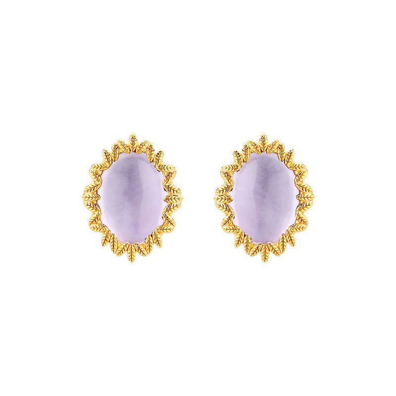 vintage chamomile topaz stud earrings, view 3 - MRSLM