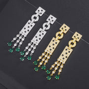 simulated emerald drop earrings, view 2 - MRSLM
