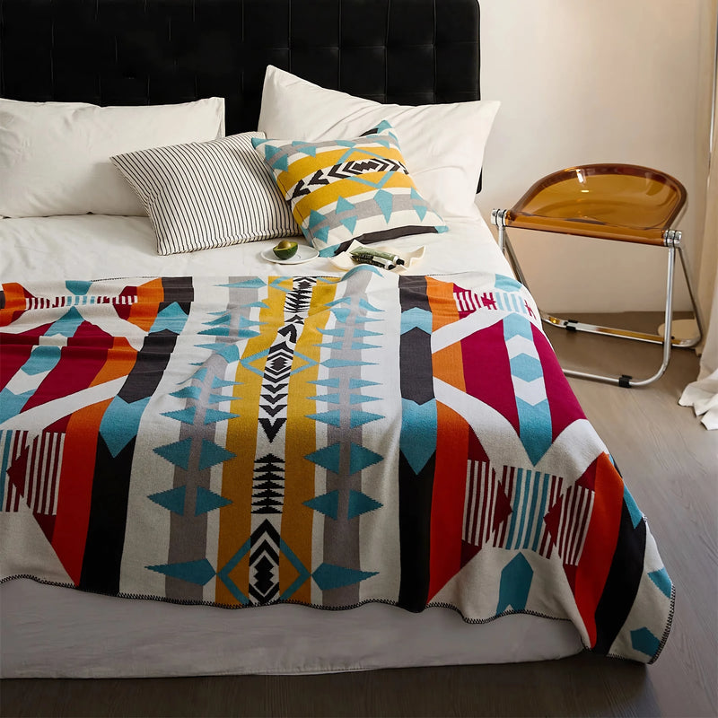 bohemian knitted cotton blanket, view 3 - MRSLM