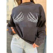 women's loose bone hand print sweater, view 2 - MRSLM