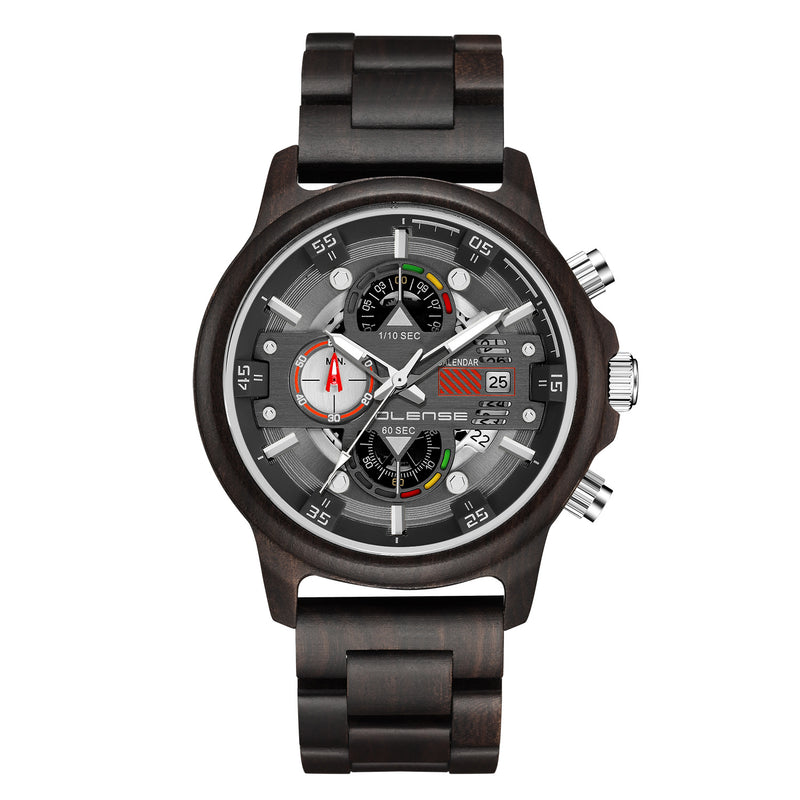 men's natural wood quartz watch, view 4 - MRSLM