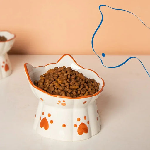 elevated cat ceramic food bowl set - MRSLM