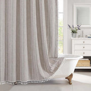 bohemian tassel shower curtain, view 3 - MRSLM