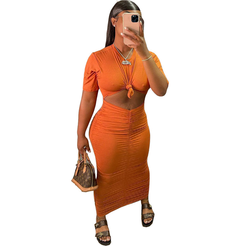 pleated short sleeve top and skirt dress set, view 3 - MRSLM