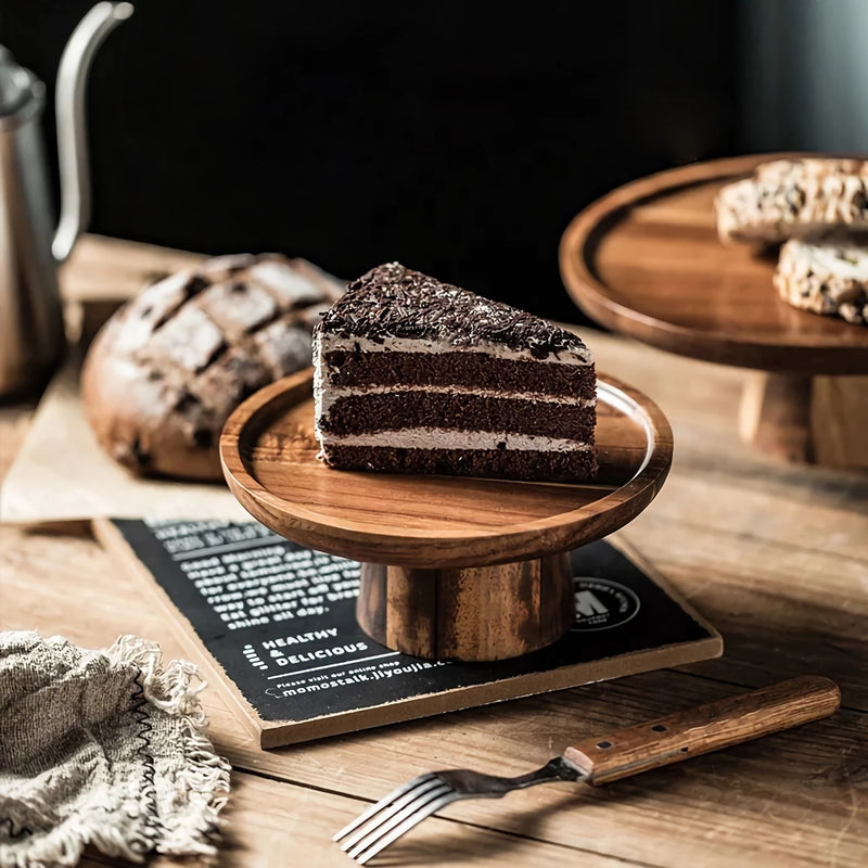acacia wood cake plate, view 6 - MRSLM