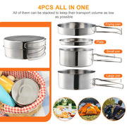 Stainless steel camping cookware set, view 7 - MRSLM