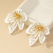 white floral drop earrings, view 9 - MRSLM