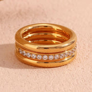 zircon three-piece gold plated ring set - MRSLM