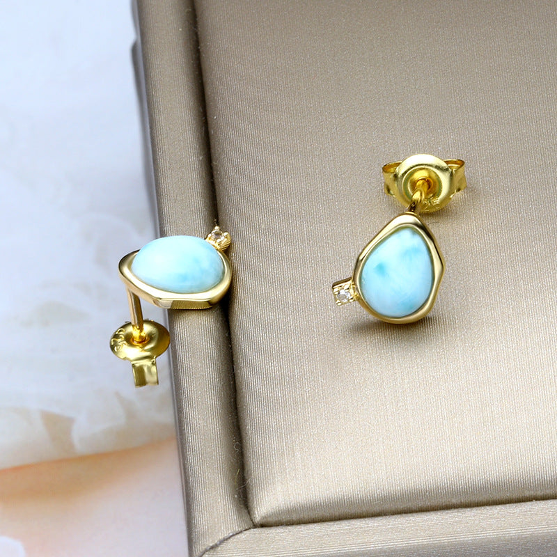 white topaz wave stud earrings, view 3 - MRSLM