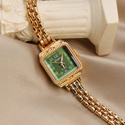 Women's green square watch with gold copper strap - MRSLM